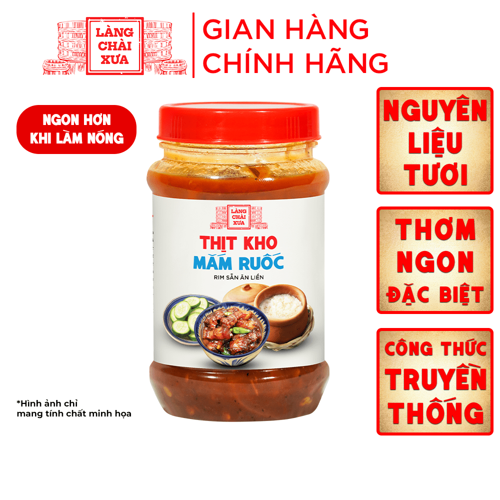Thịt Kho Mắm Ruốc Rim Sẵn Ăn Liền Làng Chài Xưa Hủ Nhựa 220g Loại Đặc Biệt