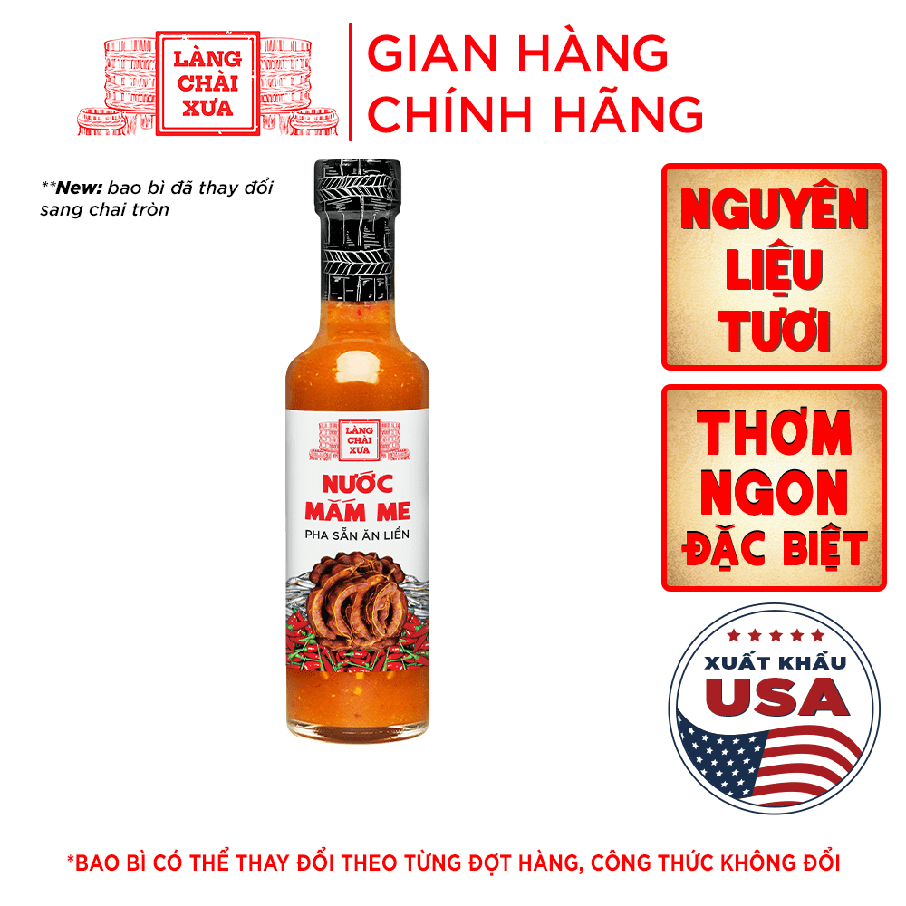 Nước mắm me Làng Chài Xưa – nguyên liệu tươi, thơm ngon đặc biệt từ me, tỏi, ớt tươi