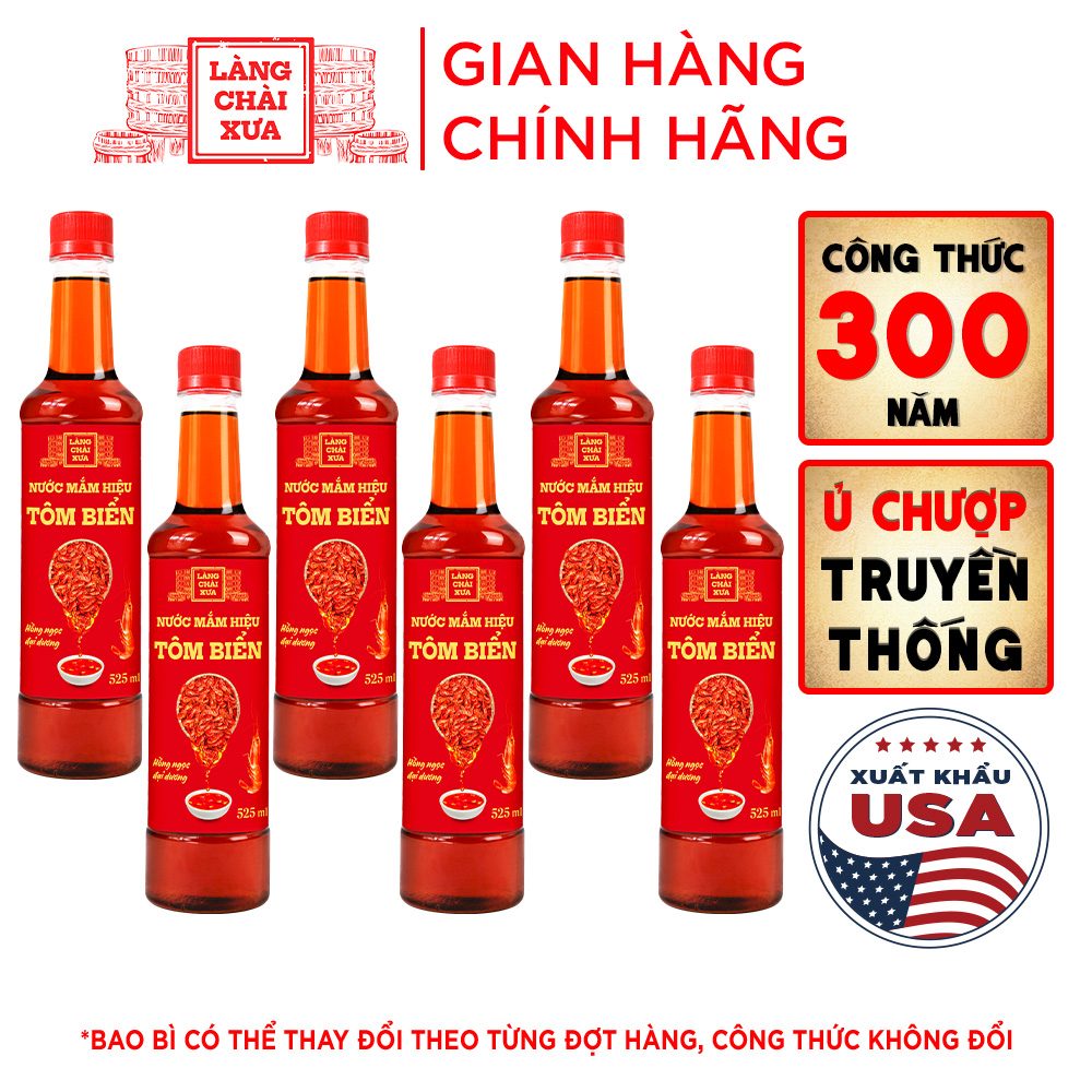 Combo 6 chai nước mắm tôm biển Làng Chài Xưa 525ml