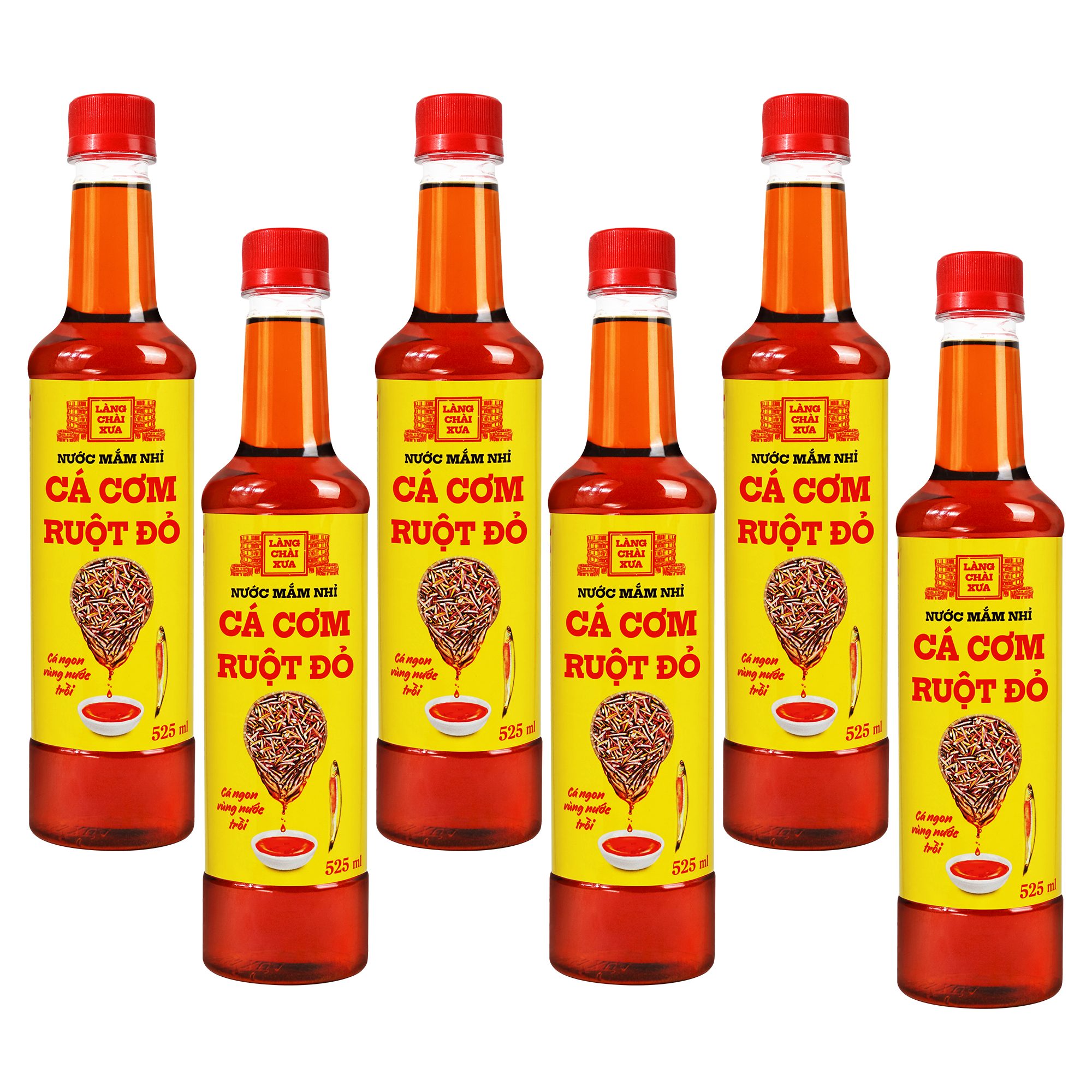 Combo 6 chai nước mắm nhỉ cá cơm ruột đỏ Làng Chài Xưa