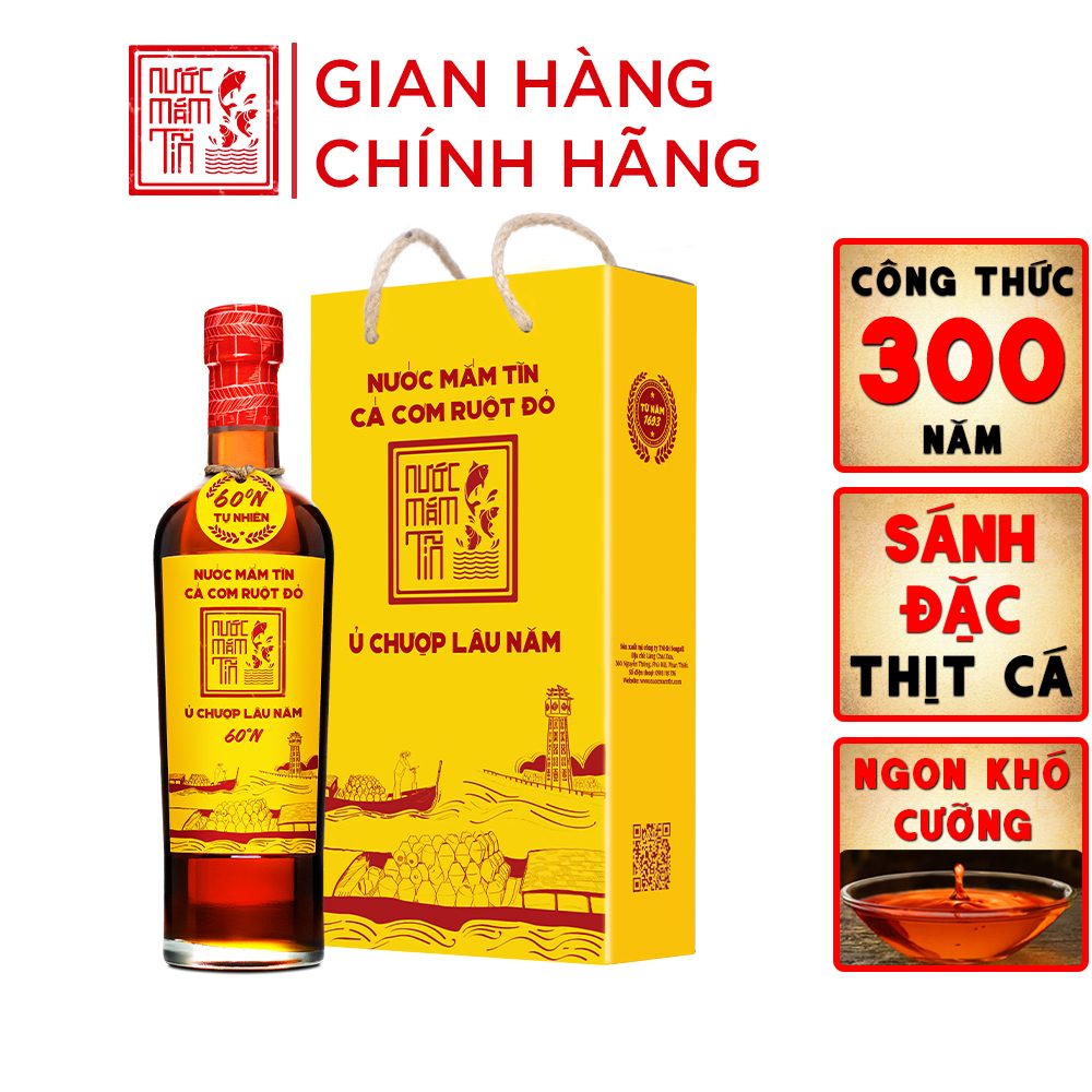 Nước mắm Tĩn cá cơm ruột đỏ chai thủy tinh 60N