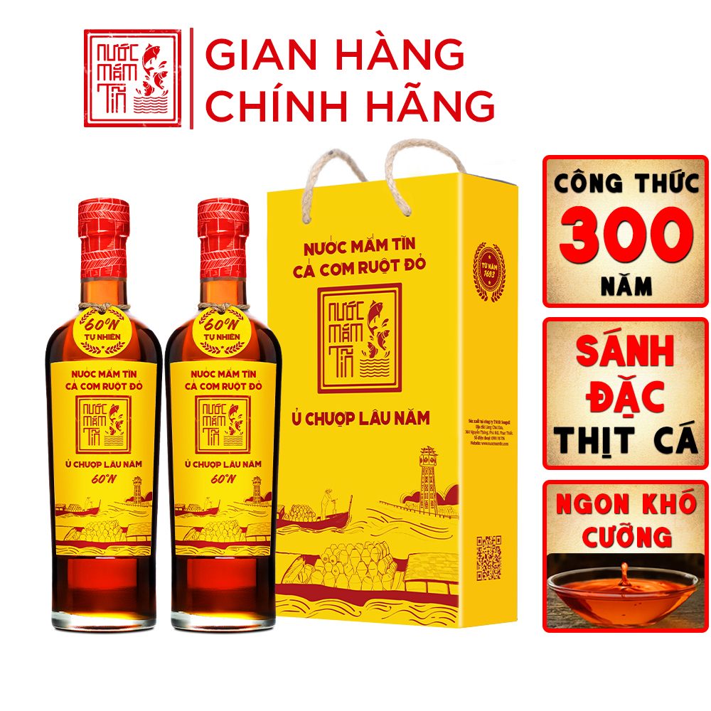 Cặp 2 Nước Mắm Tĩn Cá Cơm Ruột Đỏ Độ Đạm 60N