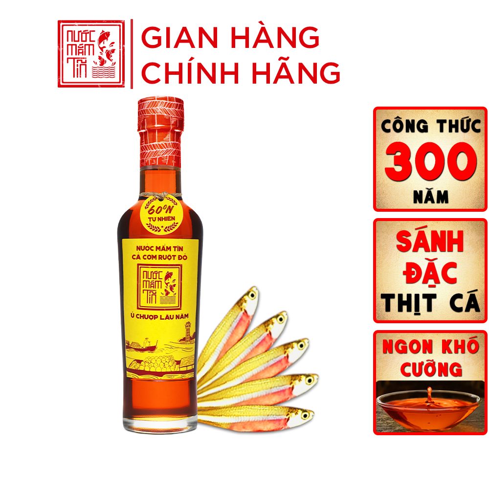 Combo 2 chai Nước Mắm Cá Cơm Ruột Đỏ Độ Đạm 60N Chai Thuỷ Tinh 250ml