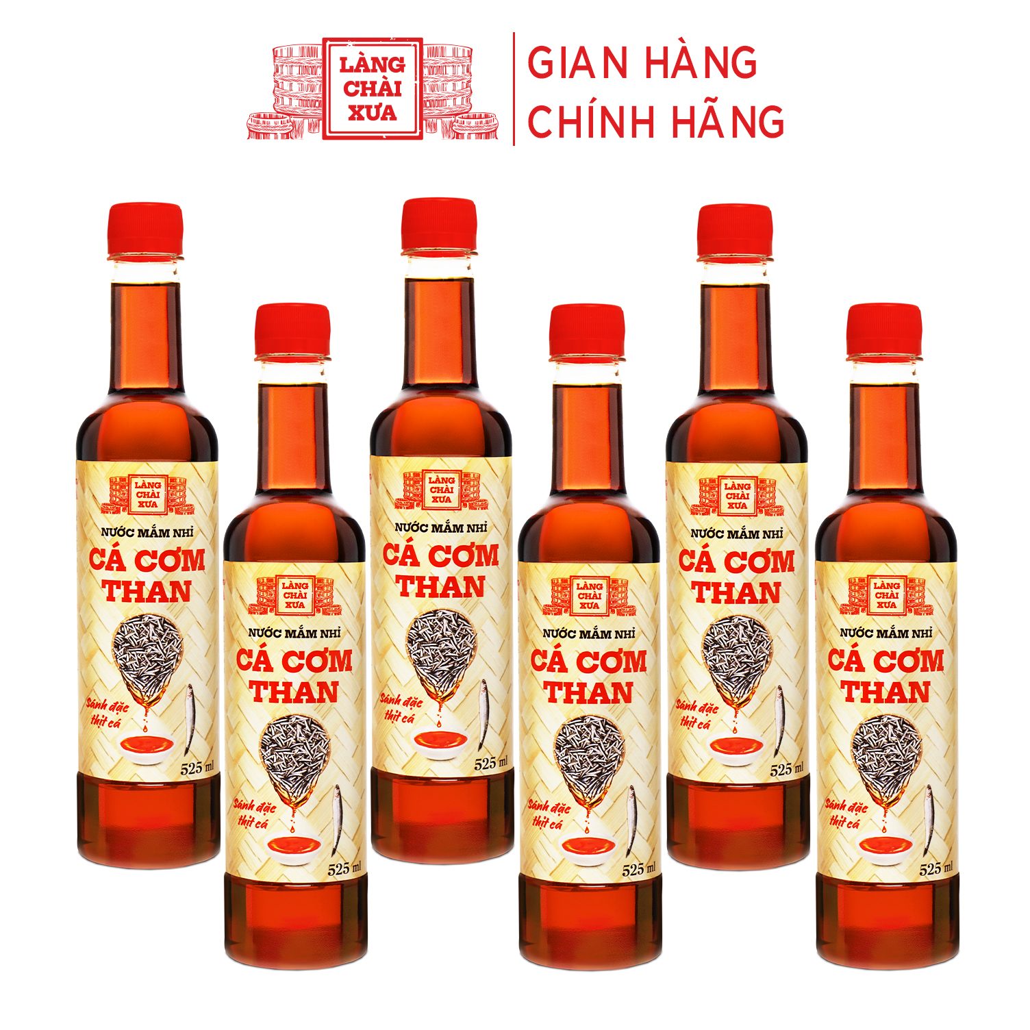 Nước mắm nhỉ cá cơm than Làng Chài Xưa 525ml Thùng 6 chai