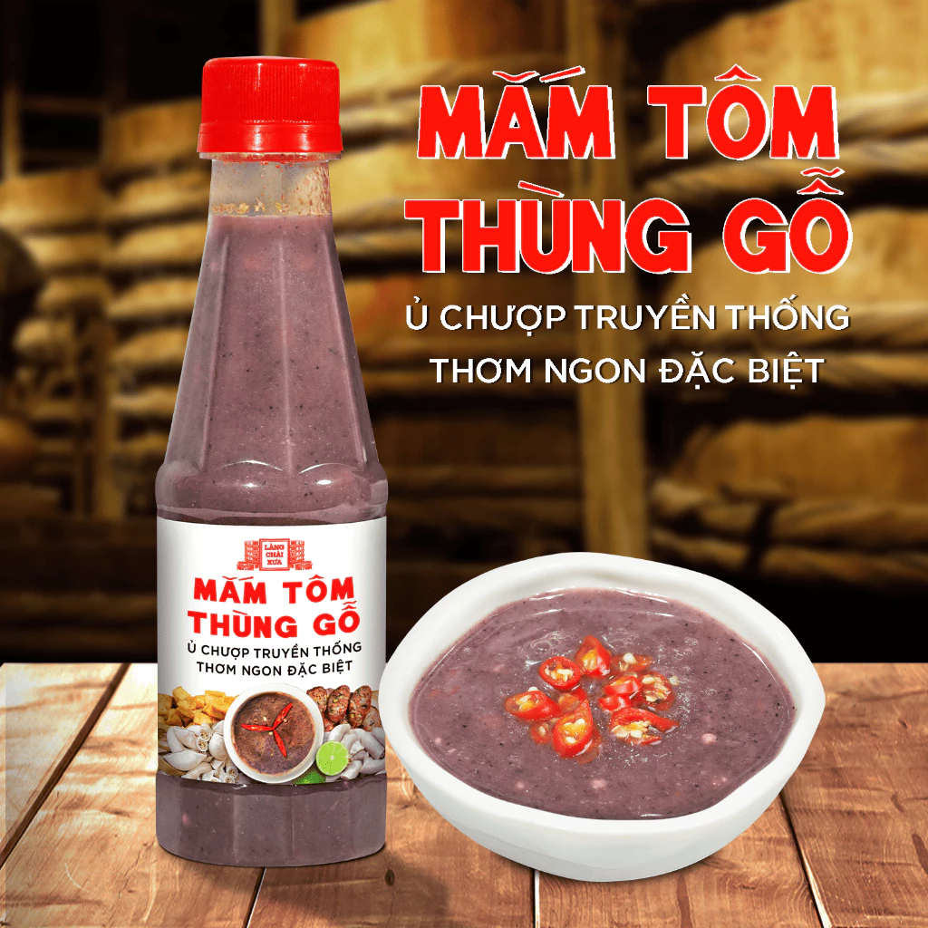 Mắm tôm thùng gỗ Làng Chài Xưa nguyên liệu tươi, thơm ngon đặc biệt chai 260g