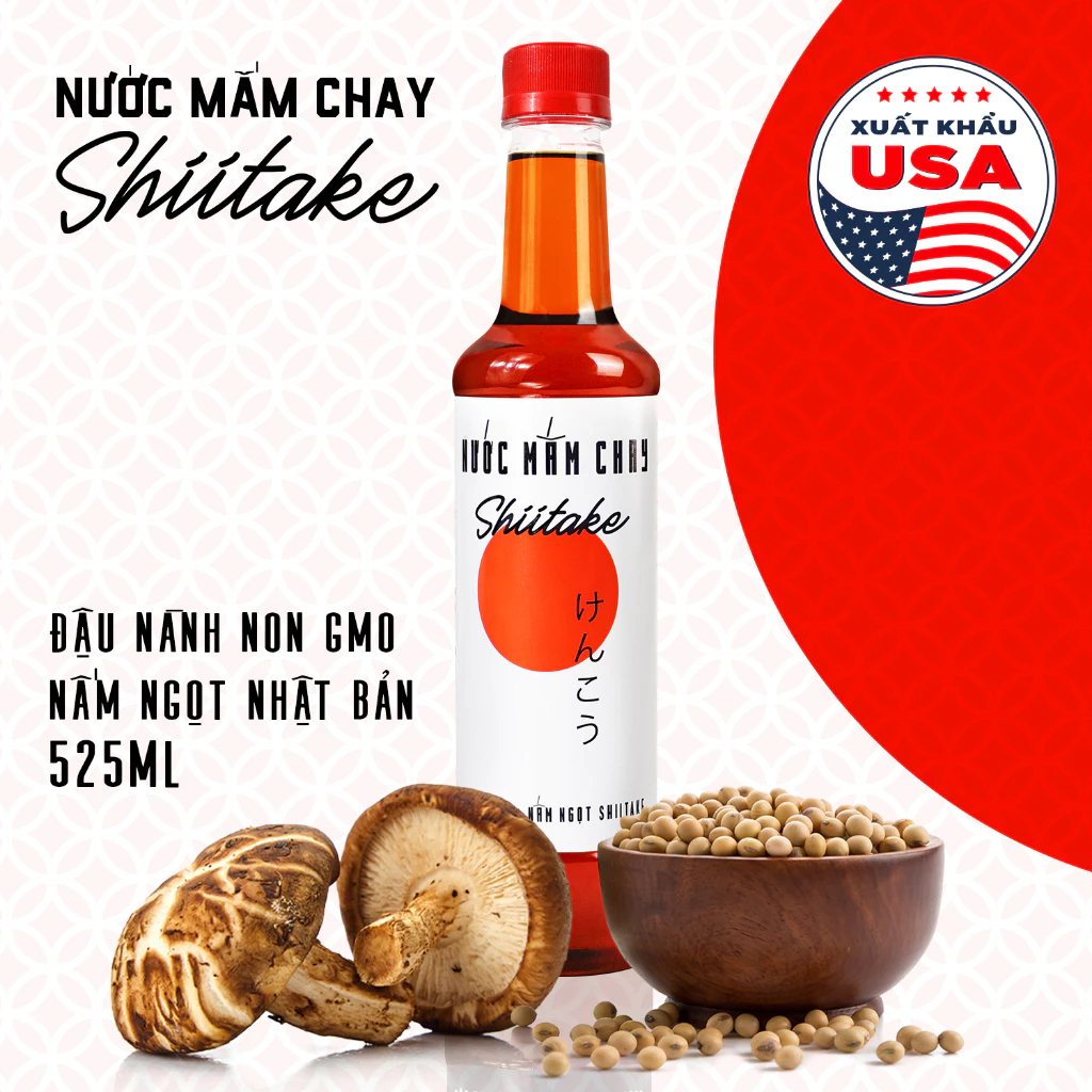 Nước mắm chay cao cấp Shiitake 525ml ủ chượp tự đậu nành