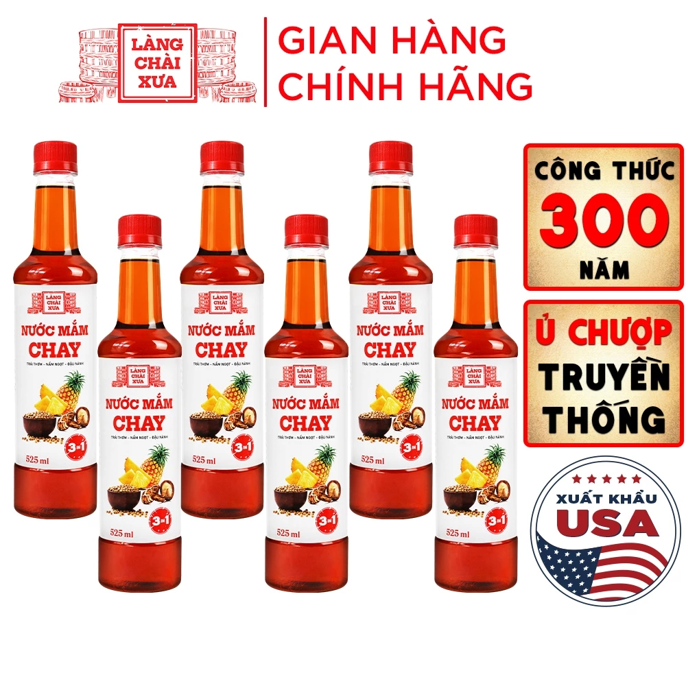 NƯỚC MẮM CHAY 3 TRONG 1 LÀNG CHÀI XƯA Thùng 6 chai