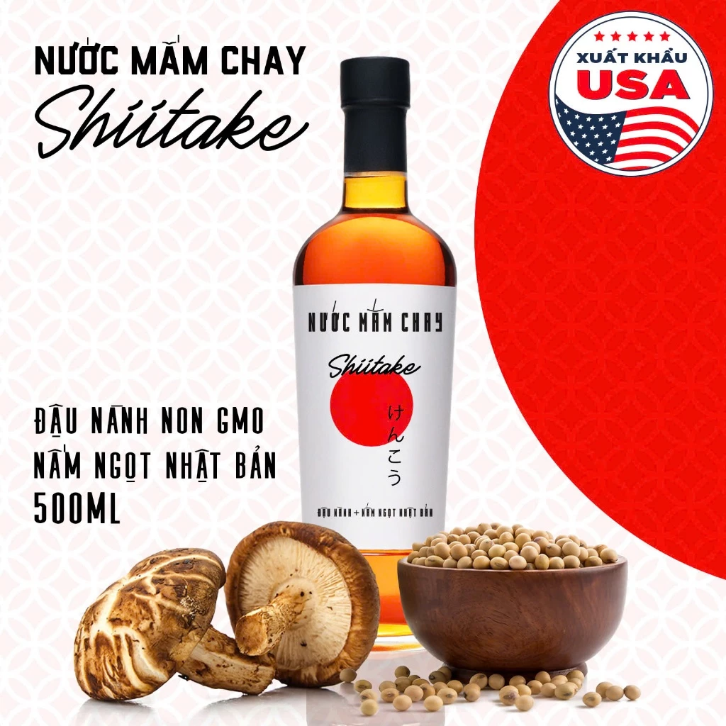 Nước mắm chay cao cấp Shiitake nấm ngọt, đậu nành, thơm dứa Làng Chài Xưa